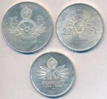 1956. 10Ft + 20Ft + 25Ft Ag "10 éves a Forint" sor T:2