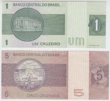 Brazília 1972-1980. 1C + 5C T:I,II-
Brasil 1972-1980. 1 Cruzeiro + 5 Cruzeiros C:UNC,VF