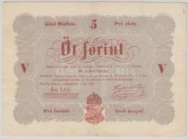 1848. 5Ft "Kossuth bankó" vörösesbarna, számozás nékül! T:III  Adamo G109h