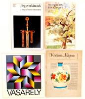 Kiállítási katalógusok-Temesváry Ferenc: Fegyverkincsek a Magyar Nemzeti Múzeumban. Bp., 1992, Helikon; Ferenczy Béni: Fák könyve. Bp., 1976, Helikon; Kerámia Múzeum Hollóháza; Victor Vasarely, Szépművészeti Múzeum/1982. Kiadói kartonált és papírkötés, jó állapotban.