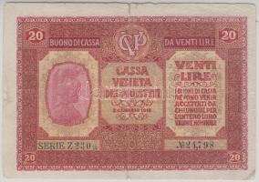 Olaszország/Velence/osztrák-magyar megszállás 1918. 20L T:III ragasztott Italy/Venice/Austro-Hungarian occupation 1918. 20 Lire C:F sticked