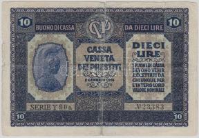 Olaszország / Velence / osztrák-magyar megszállás 1918. 10L T:III,III- ragasztott Italy / Venice / Austrian-Hungarian occupation 1918. 10 Lire C:F,VG sticked