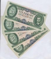 1975. 10Ft (4x) párban sorszámkövetők T:II,II-,III szép papír