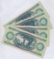 1975. 10Ft (4x) párban sorszámkövetők T:II,II-,III szép papír