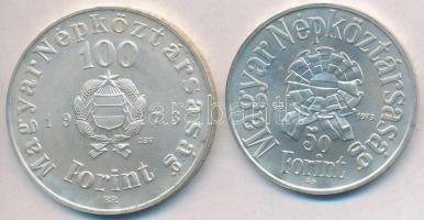 1973. 50Ft Ag + 100Ft Ag "Petőfi" pár MNB tokban T:BU