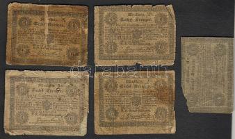 1849. 6Kr (6x) benne korabeli papírragasztások T:III/IV,IV