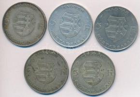 1947. 5Ft Ag "Kossuth" (5x) T:2-,3