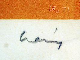 Láng Rudolf (1904-1991): Paripa. Litográfia, papír, jelzett, üvegezett keretben, 15×22 cm