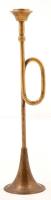Trombitát formázó réz gyertyatartó, m: 32,5 cm