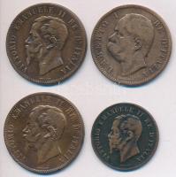 Olaszország 1861. 5c + 1866. 10c + 1877. 10c + 1894. 10c "II. Viktor Emanuel" T:2-,3 Italy 1861. 5 Centesimi + 1866. 10 Centesimi + 1867. 10 Centesimi + 1894. 10 Centesimi "Vittorio Emanuele II" C:VF,F