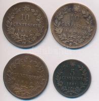 Olaszország 1861. 5c + 1866. 10c + 1877. 10c + 1894. 10c "II. Viktor Emanuel" T:2-,3
Italy...