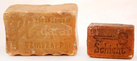 Régi szappanok: Flóra színszappan, 300 g; Hutter és Lévárt R.T. Budapest színszappan, 100 g