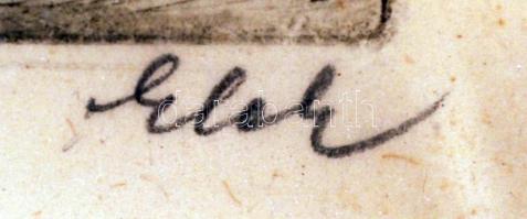 Elekfy Jenő (1895-1968):Szolnoki tanya. Rézkarc, papír, jelzett, üvegezett keretben, 18×24 cm