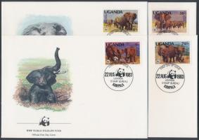 WWF afrikai elefánt sor 4 FDC, WWF African elephant set 4 FDC