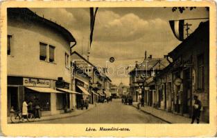 Léva, Mussolini utca, Nagy Dezső üzlete / street, shops (EK)
