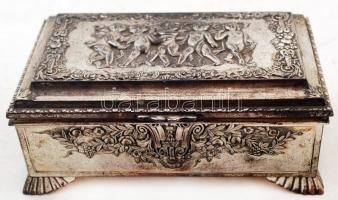 Antik japán fém doboz puttókkal, európai exportra készült, 150x85x660mm / Antique Japanese metal box with cherubs, Made for European Exports