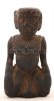 Burmai antik faragott fa ülő Buddha szobor / Antique sitting Buddha from Burma. Carved wood 16 cm