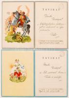 1947 A Magyar Posta 2 db dísztávirata, belsejében színes illusztrációval