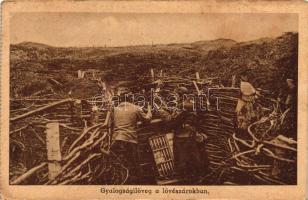 Gyalogsági löveg a lövészároban / WWI Hungarian infantry cannon in the trench, soldiers (EK)