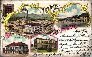 1899 Turócszentmárton, Fabútorgyár, kórház; Moskóczi Ferenczné tulajdona / furniture factory, hospital, floral litho