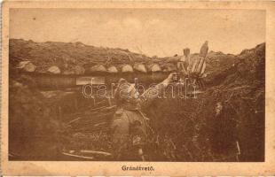 Gránátvető / WWI Hungarian military card, grenade launcher (EK)