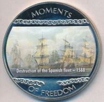 Libéria 2004. 10$ "Szabadság pillanatai-A spanyol armada pusztulása 1588." multicolor T:PP ujjlenyomatos Liberia 2004. 10 Dollars "Moments of Freedom-Destruction of the Spanish fleet 1588." multicolor C:PP fingerprint