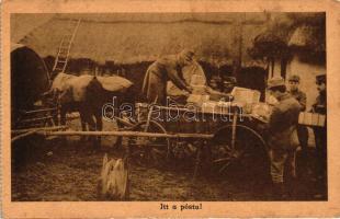 Itt a posta / WWI Hungarian military card, field post coach (fl)