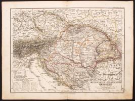 cca 1880 Német nyelvű Osztrák-Magyar Monarchia térkép a Stieler-féle iskolai atlaszból, Gotha: Justus Perthes kiadása, 32x25 cm / cca 1880 Map of  Austro-Hungarian Empire, Stieler's Schul-Atlas No.19., Gotha: Justus Perthes edition, 32x25 cm