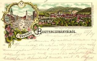 1899 Besztercebánya, Banská Bystrica; kiadja Ivánszky Elek könyvkereskedése / floral litho