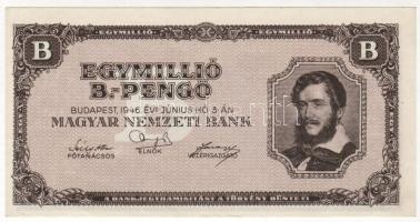 1946. 1000.000B.-pengő oldalra és lefelé erősen elcsúszott nyomat T:I-