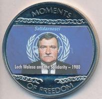 Libéria 2004. 10$ "Szabadság pillanatai-Lech Walesa és a Szolidaritás 1980" multicolor T:PP ujjlenyomatos Liberia 2004. 10 Dollars "Moments of Freedom-Lech Walesa and the Solidarity 1980" multicolor C:PP fingerprint
