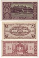 1945. 100P + 10.000B.-pengő + 100.000B.-pengő mindhárom elcsúszott (ferde, lefelé) nyomatokkal T:II+...