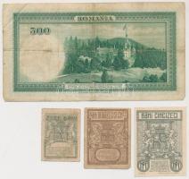Románia 1917. 10b + 25b + 50b + 1934. 500L T:II-,III,III-
Romania 1917. 10 Bani + 25 Bani + 50 Bani ...