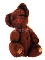 Régi plüss mini játékmaci, m: 4 cm, kissé megviselt állapotban