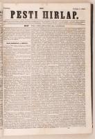 1845 A Pesti hírlap I. félévi évfolyamának számai bekötve. Korabeli kartonkötésben, szép állapotban