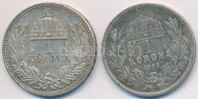 1893-1915KB 1K Ag "Ferenc József" (2x) T:2,2-