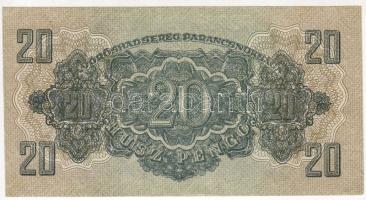 1944. 20P "V.H." előlapon felső szegély alatt átmenő fehér csík nyomatelcsúszás miatt T:II