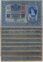 1902. 1000K (8x) piros függőleges "Deutschösterreich" fny-sal, 2 klf papírtípusban T:II,II/III