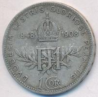 Ausztria 1908. 1K Ag "Jubileum" T:2-,3 Austria 1908. 1 Corona Ag "Jubilee" C:VF,F