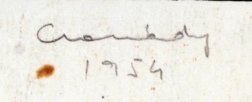 Csanády András (1929-): Újszülött. Fametszet, papír, jelzett, üvegezett keretben, 13×8 cm