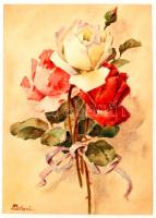 Sostarics Lajos(1896-1968): Virágcsendélet. Akvarell, papír, jelzett, 29x21 cm