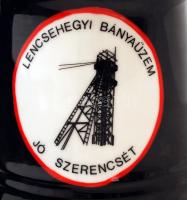 Hollóháza Dorogi Szénbányák Lencsehegyi Bányász Üzem emlék sörös kupa, jelzett, hibátlan, 155mm