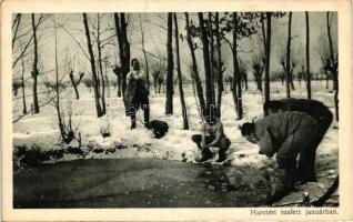 Harctéri toalett januárban, az Érdekes Újság kiadása, Military WWI Hungarian, washing in January