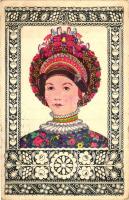 Sárközi leány nagybársonnyal (pártával) / Hungarian folklore from Sárköz s: vitéz Erdős János (EK)