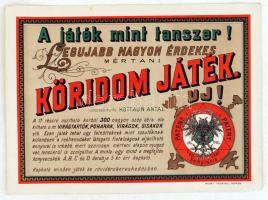 cca 1890 Sopron, Kottaun Antal köridom játék nagyméretű litho reklámnyomtatvány 26x20 cm