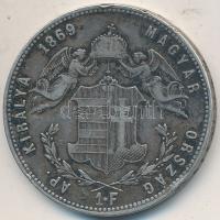 1869KB 1Ft Ag "Ferenc József / Angyalos címer" T:2- Adamo M15