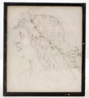 Olvashatatlan jelzéssel: Mátyás király portréja, pasztell, papír, üvegezett fa keretben, 33×29 cm