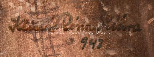 Kliené Róna Klára (1901-1987): Nő virágos ruhában. Olaj, vászon, jelzett, fa keretben, 90x65 cm