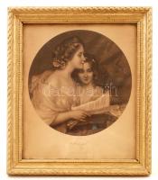 Innocent Ferenc (1859-1934): Madrigal, nyomat, üvegezett fa keretben, d: 21 cm