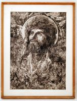 Olvashatatlan jelzéssel: "Pacem in terris", in memoriam XXIII Johannis PP, rézkarc, papír, paszpartuban, fa keretben, 68×49 cm